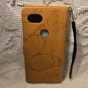 Butterfly Embossed Tan Phone Case